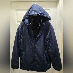 George Men's Navy Hooded Jacket Large Used